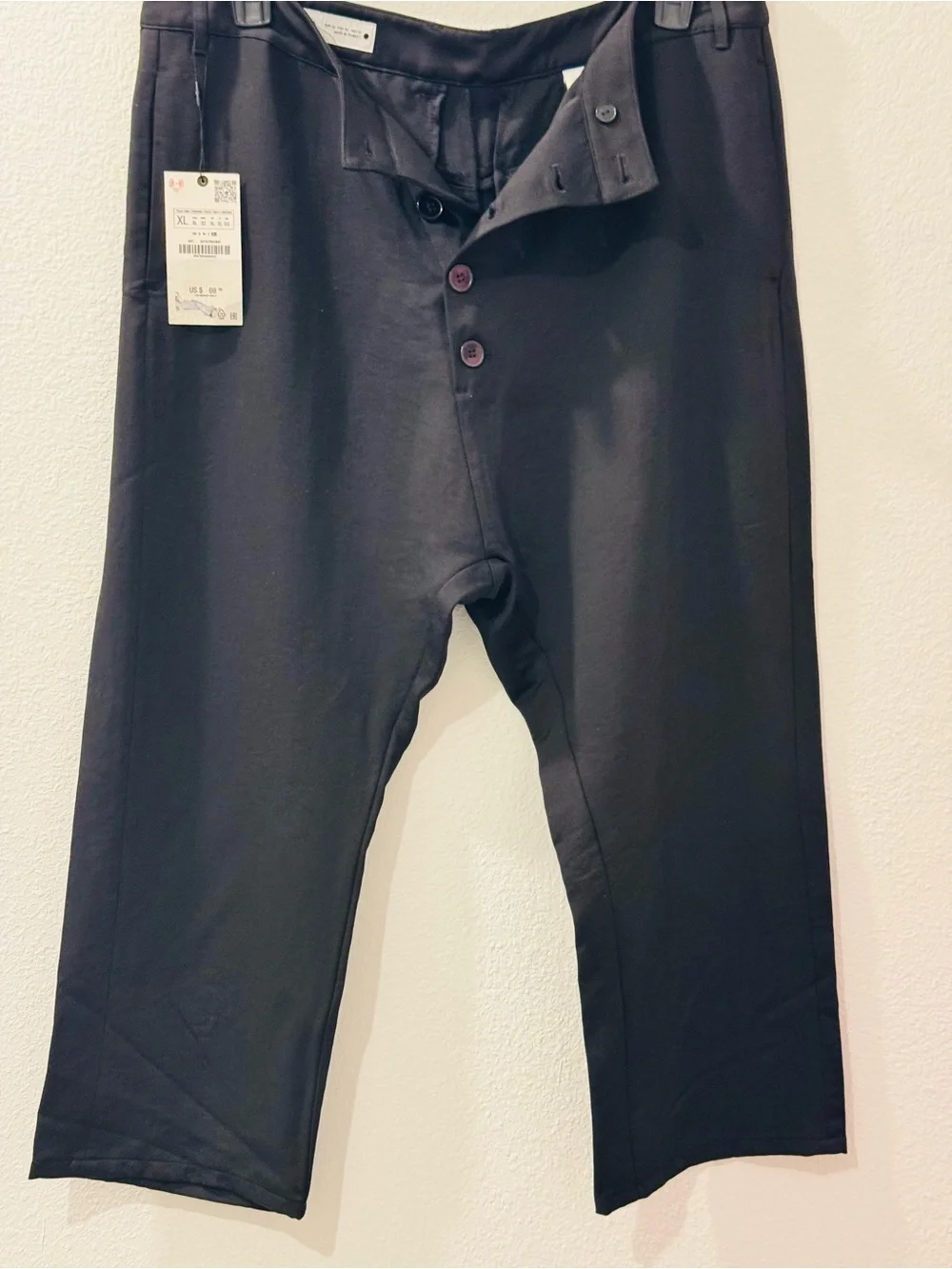 Zara Black Chinos with Button Fly Women length 36 inch W-35 inch